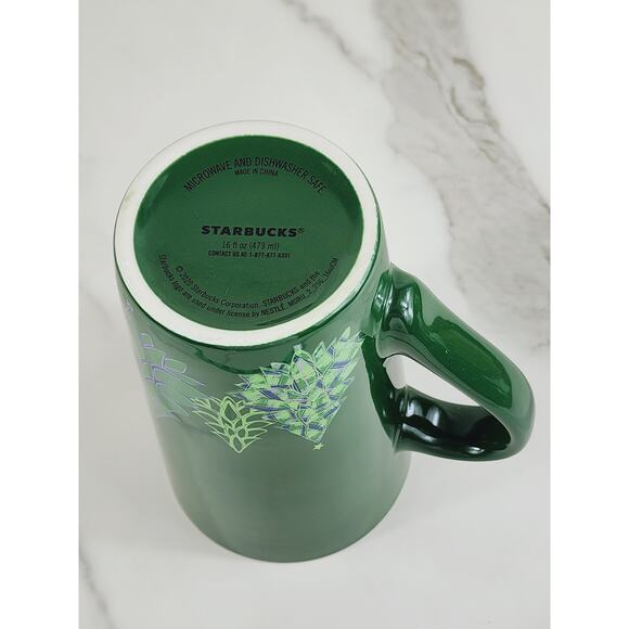 Starbucks Tall Coffee Mug Mermaid Logo 16oz Holiday 2020 Green Tree 6" Christmas - Picture 11 of 13
